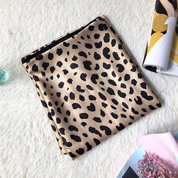 New Leopard Midi Skirt Waistband Silk Satin Skirts - Picture 6 of 8